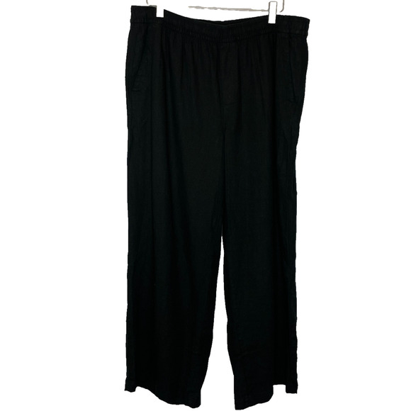Women's Large Old Navy Black Linen Blend Pull-On Straight Leg Pants - Picture 1 of 5